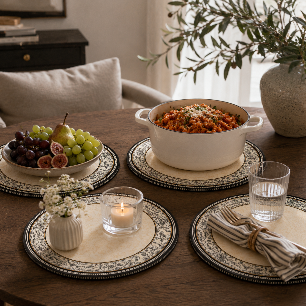 Vintage-Style Ceramic Heat-Insulating Placemat