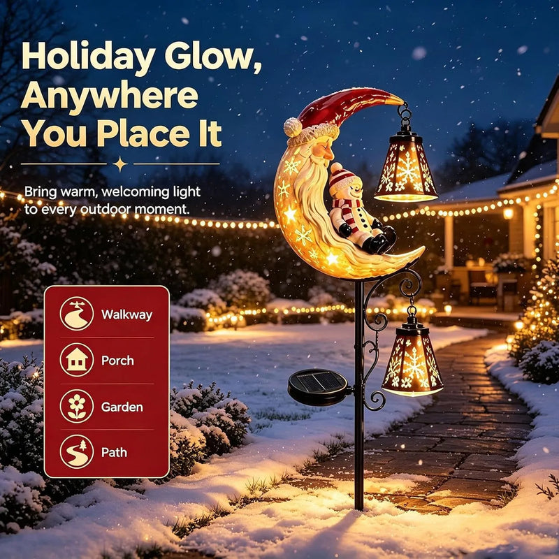 Holiday glow by walkway