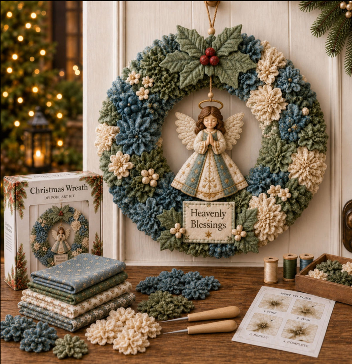 🎀Turn Simple Fabric Pieces Into A Christmas Wreath You Made Yourself.