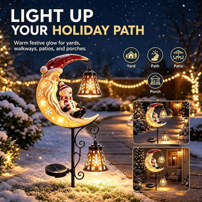⛄50% OFF! Solar Moon Santa & Snowman Lamp Post | Christmas Outdoor Garden Light🎅💖