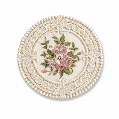 French Vintage Embroidered Lace Placemat