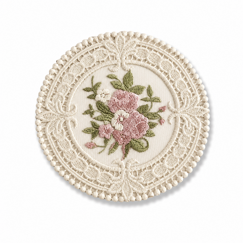 French Vintage Embroidered Lace Placemat