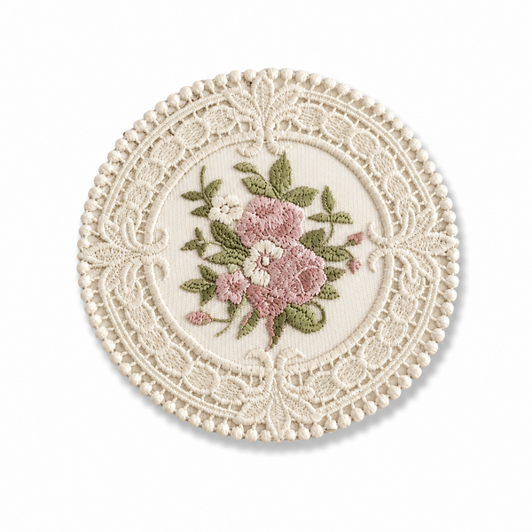 French Vintage Embroidered Lace Placemat