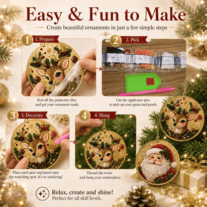 🔥Only $9.99 Last Day Promotion!🎄Christmas DIY Diamond Painting Ornaments Kit (6 PCS)🎅