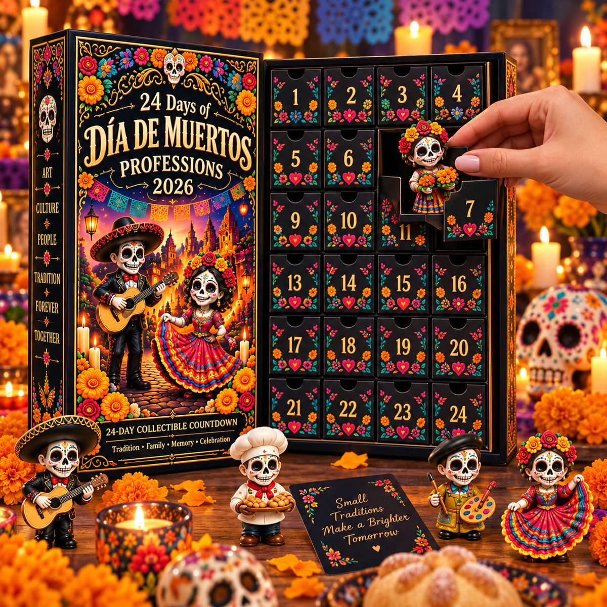 Opening a numbered Dia de Muertos Professions countdown drawer