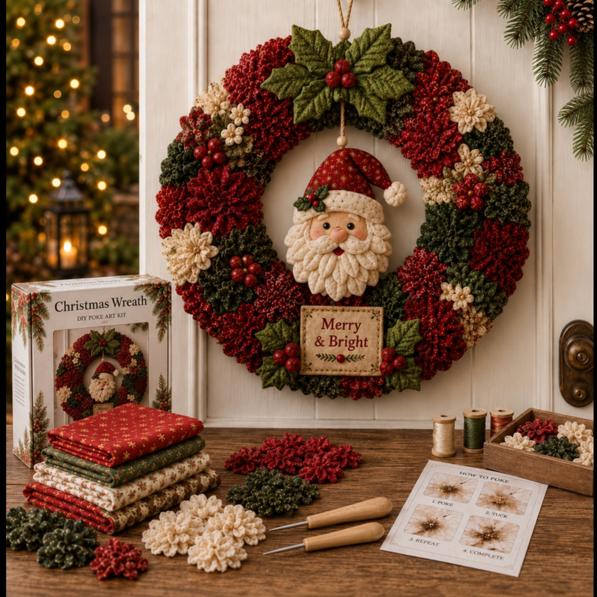 🎀Turn Simple Fabric Pieces Into A Christmas Wreath You Made Yourself.