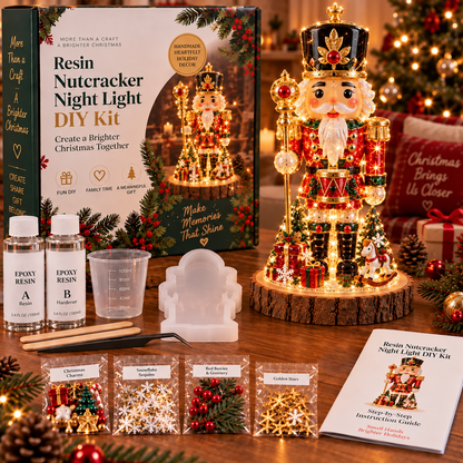 ⏳ Last Day 50% OFF – 🎄Beginner-Friendly Resin Christmas Tree Night Light DIY Kit | Mold, Resin, Fairy Lights & Festive Decorations Included ✨