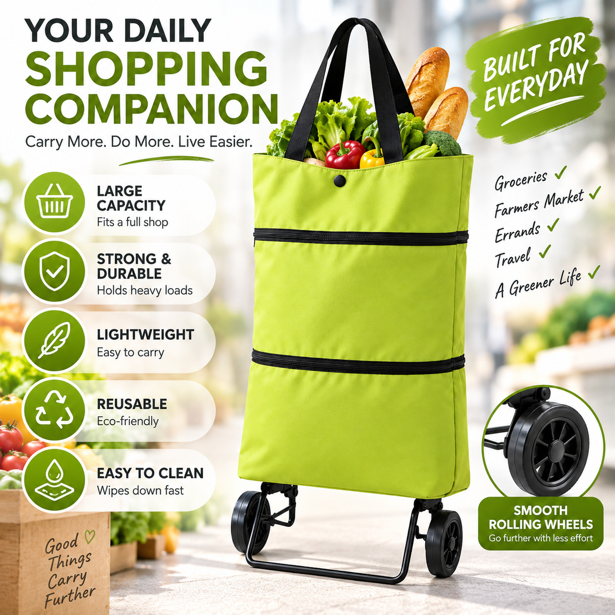 🛒🛍️LIMITED DEAL — Expandable Rolling Grocery Tote