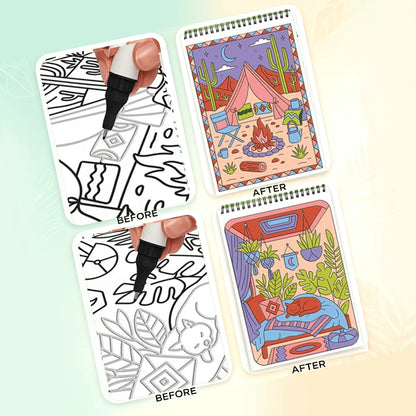 🌿 Guided Flow Art Coloring Pad with Double-Sided Markers 🎨