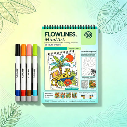🌿 Guided Flow Art Coloring Pad with Double-Sided Markers 🎨