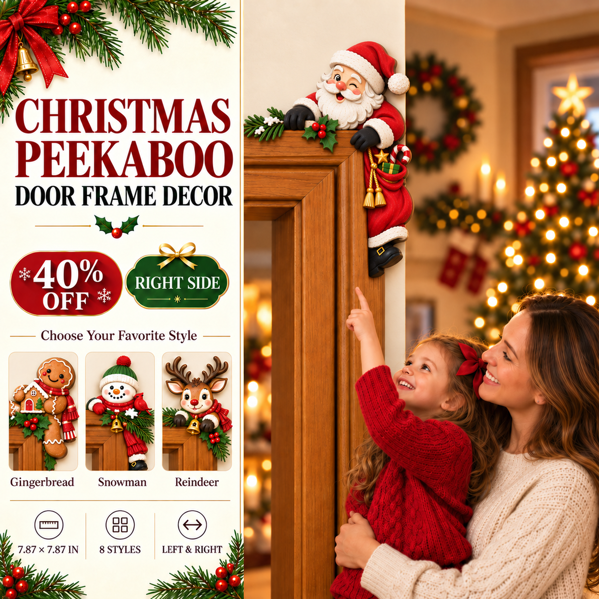 🎅✨Christmas Peekaboo Door Frame Corner Decor