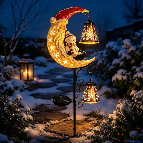 ⛄50% OFF! Solar Moon Santa & Snowman Lamp Post | Christmas Outdoor Garden Light🎅💖