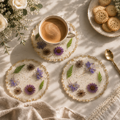 Clear Resin Floral Coaster