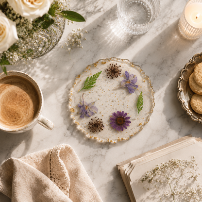 Clear Resin Floral Coaster