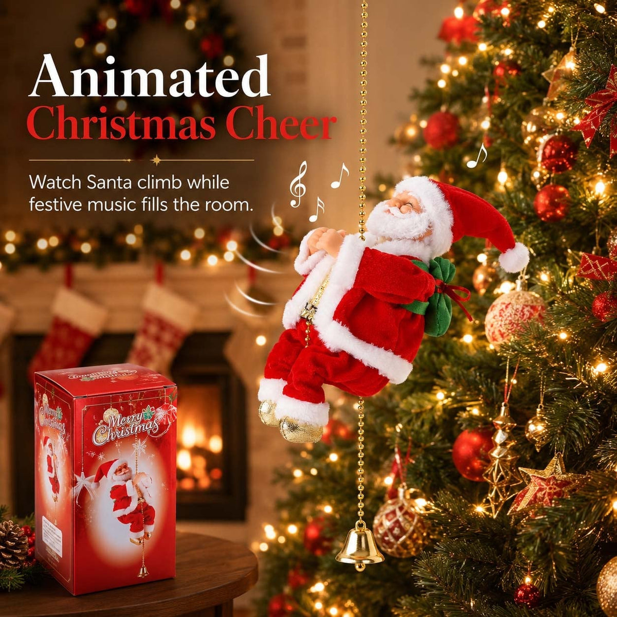 ✨2026 BEST GIFT TO FAMILY Electric Climbing Santa Claus Musical Toys