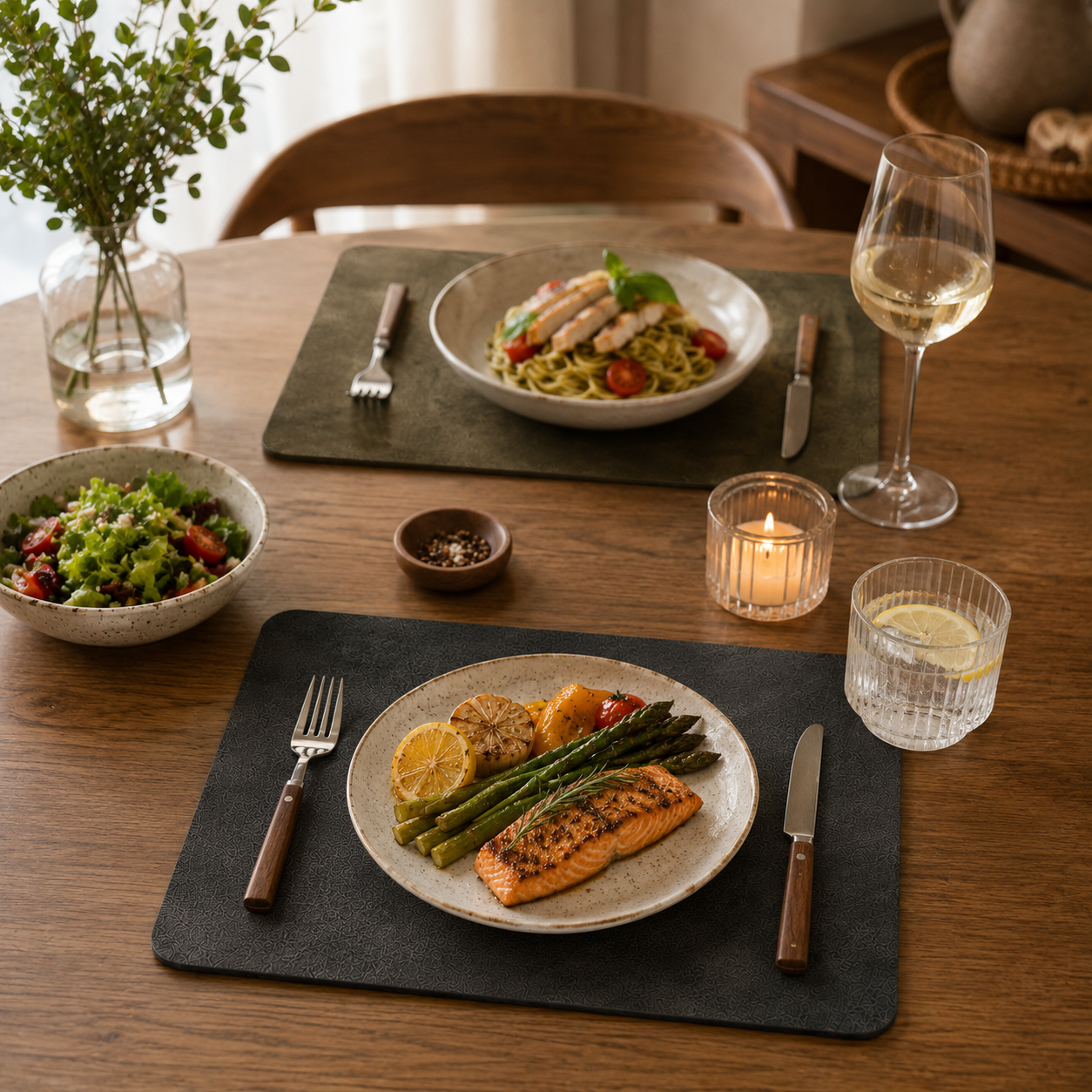 Reversible Double-Sided Color-Contrast PU Placemat
