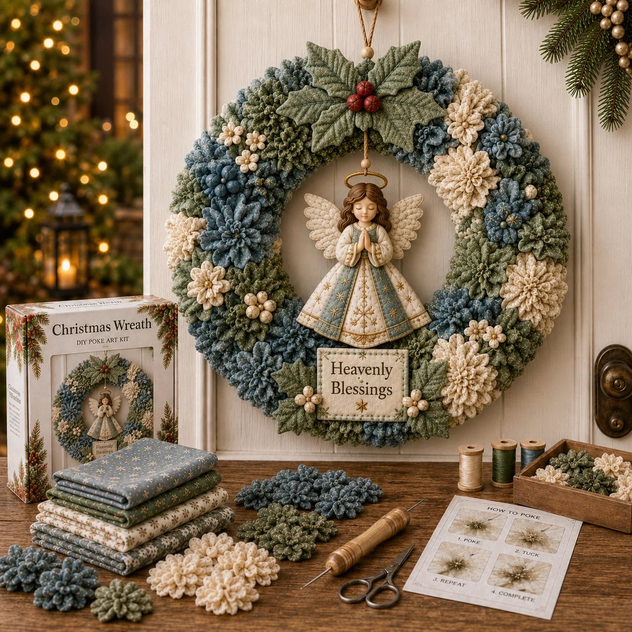 🏆Limited Time Sale 50% OFF🎄Fabric Poke Wreath DIY Kit — Make Your Own Stunning Christmas Wreath