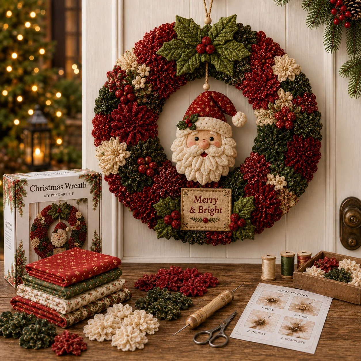 🏆Limited Time Sale 50% OFF🎄Fabric Poke Wreath DIY Kit — Make Your Own Stunning Christmas Wreath