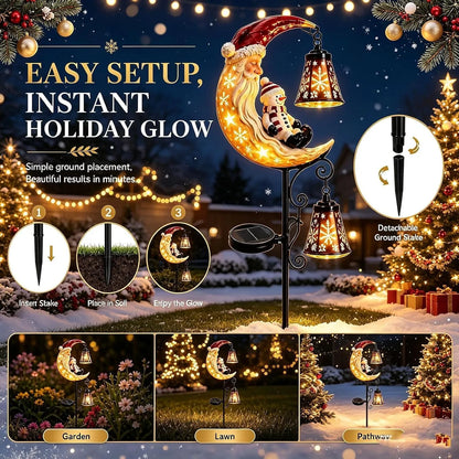 ⛄50% OFF! Solar Moon Santa & Snowman Lamp Post | Christmas Outdoor Garden Light🎅💖