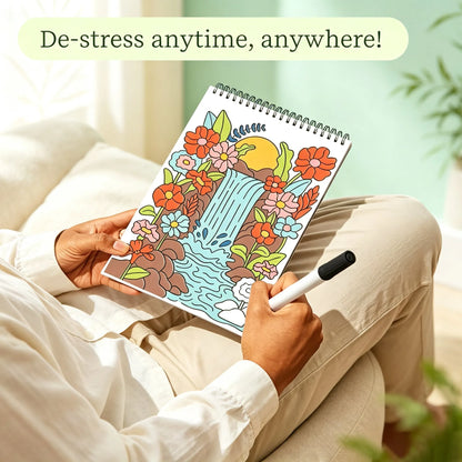 🌿 Guided Flow Art Coloring Pad with Double-Sided Markers 🎨