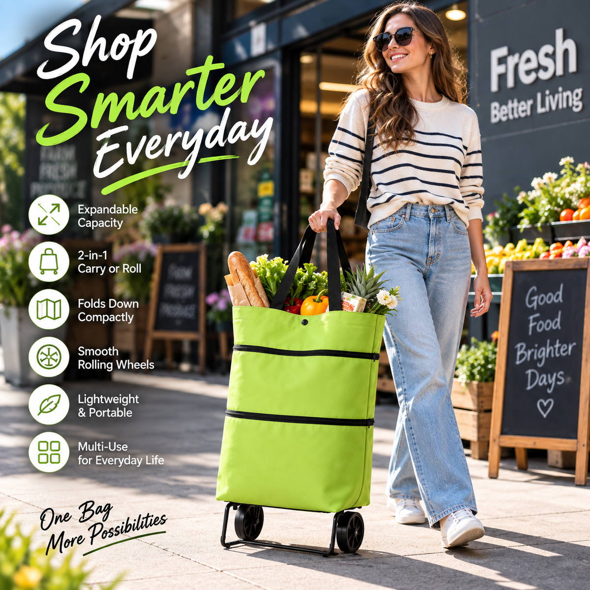🛒🛍️LIMITED DEAL — Expandable Rolling Grocery Tote