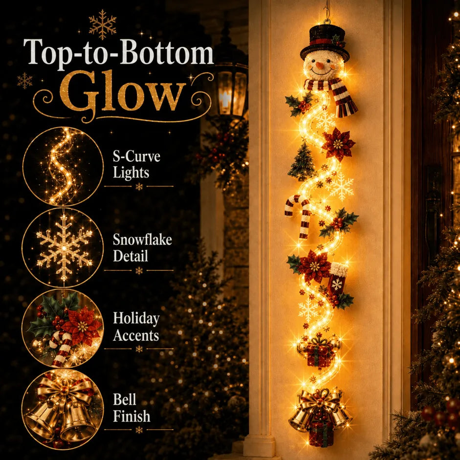 ⏳ Last Day 50% OFF – 🎄MerryCascade Glowing Christmas Door Hanger | 6 Festive Lighted Designs with Warm Glow, Dimensional Details & Space-Saving Vertical Décor ✨