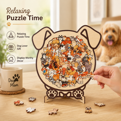 Cat-Shaped Wooden Puzzle – 135 Unique Pieces with Display Stand