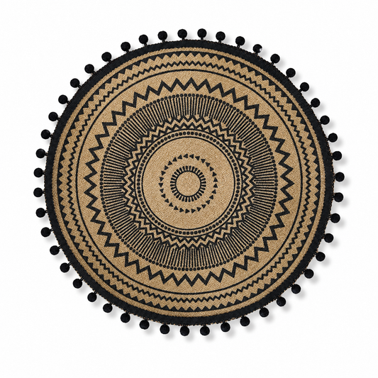 Round Jute Fringed Placemat Set