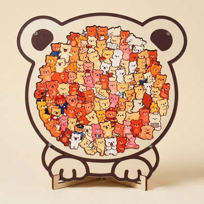 Cat-Shaped Wooden Puzzle – 135 Unique Pieces with Display Stand