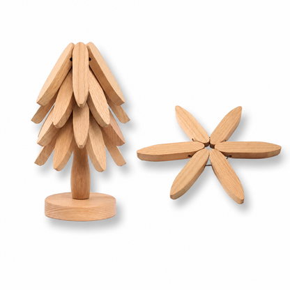 Pine Tree Creative Folding Bamboo Trivet Set&nbsp