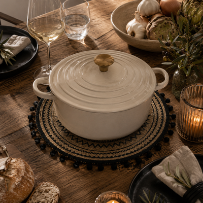 Round Jute Fringed Placemat Set