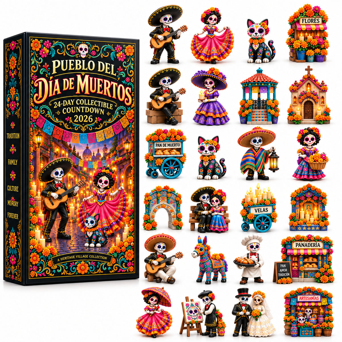 Complete Pueblo del Día de Muertos design collection