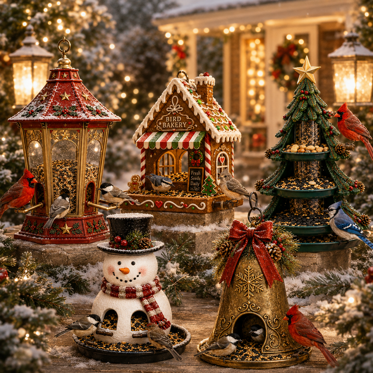 🎄 Christmas Bird Feeder Collection– Festive Hanging Garden Feeders for Wild Birds