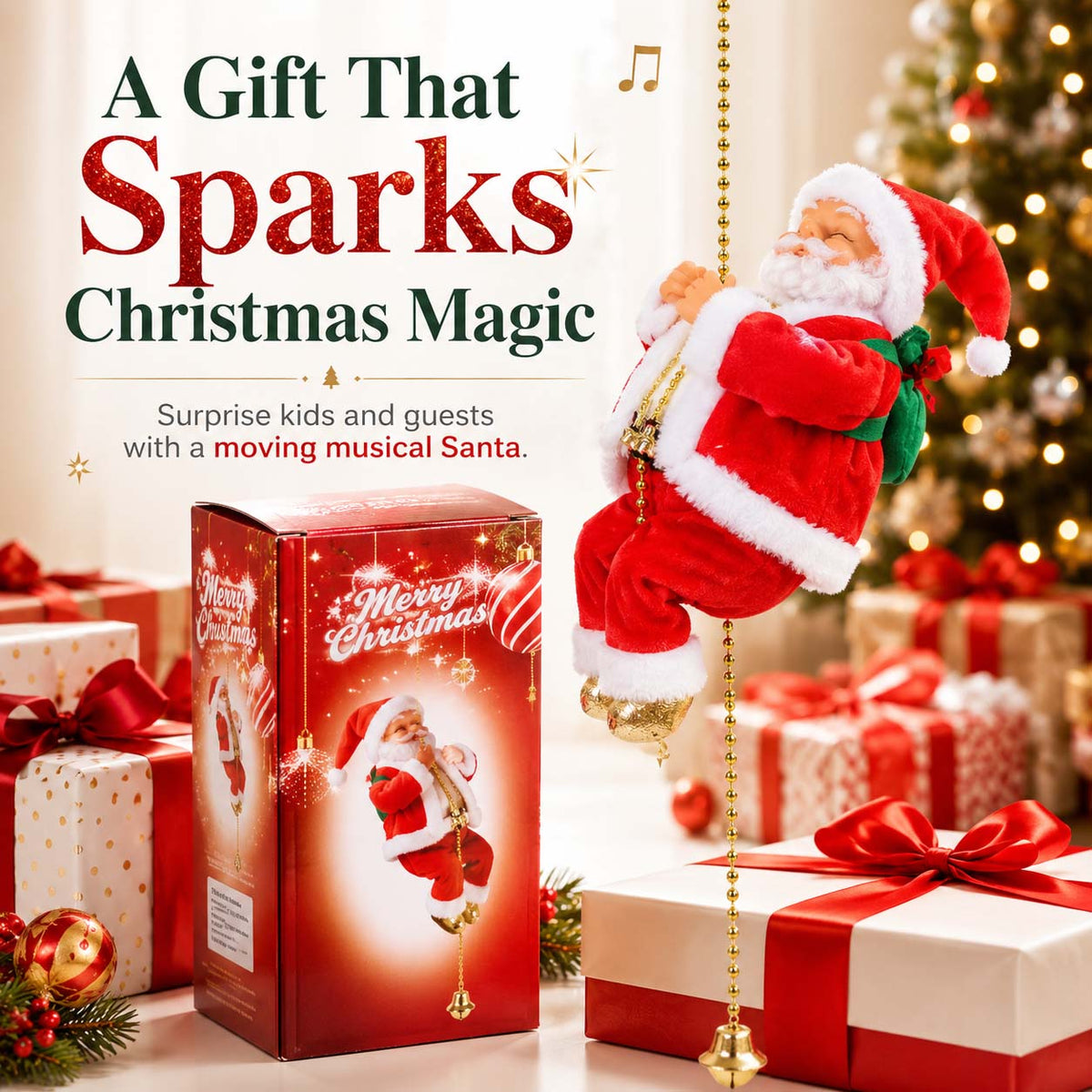 ✨2026 BEST GIFT TO FAMILY Electric Climbing Santa Claus Musical Toys