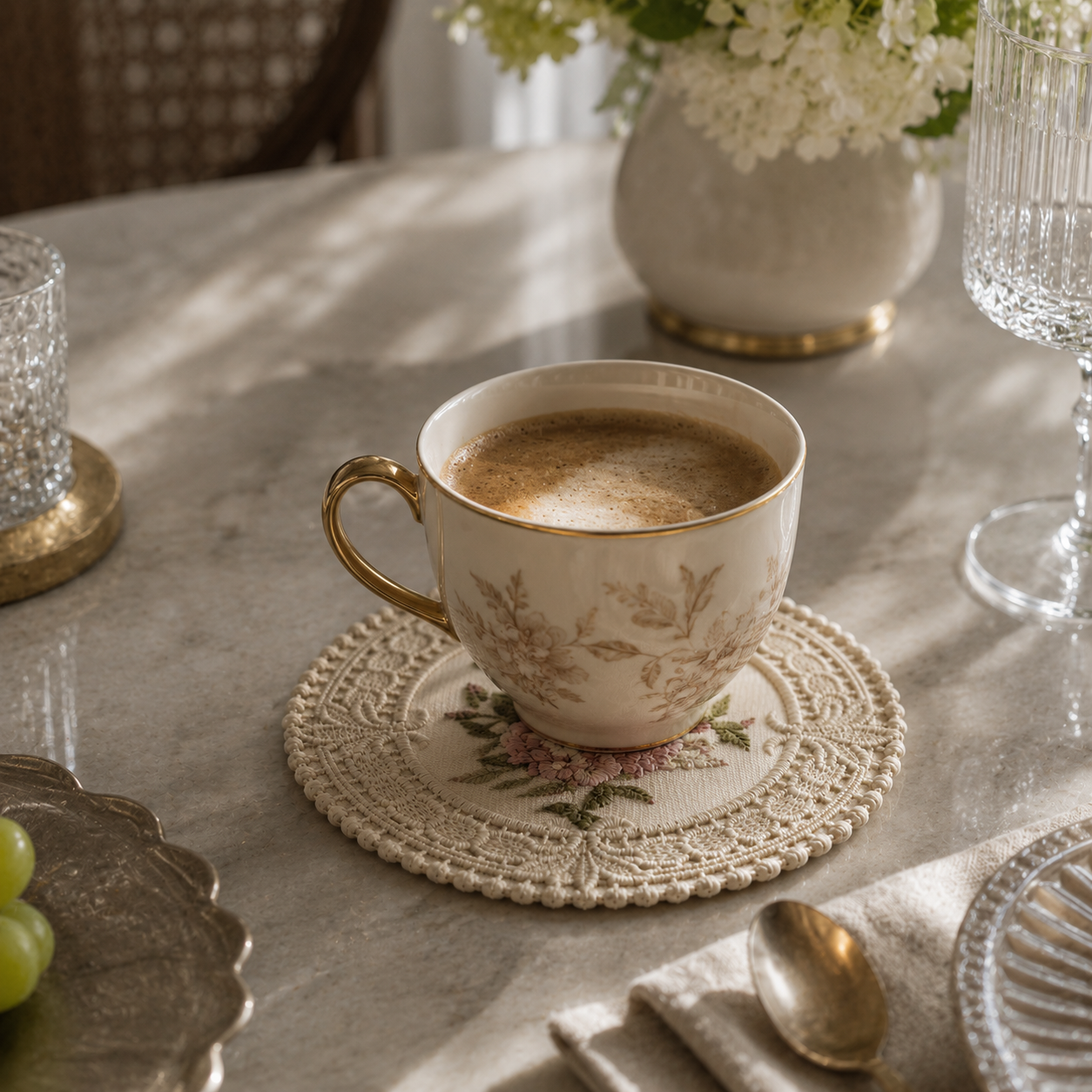 French Vintage Embroidered Lace Placemat