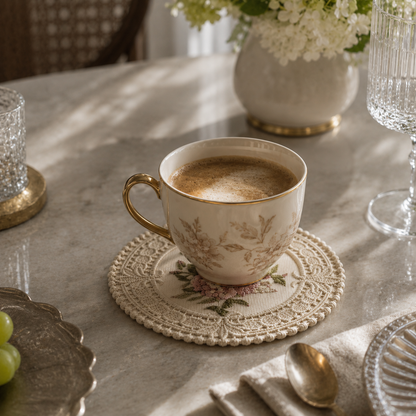 French Vintage Embroidered Lace Placemat