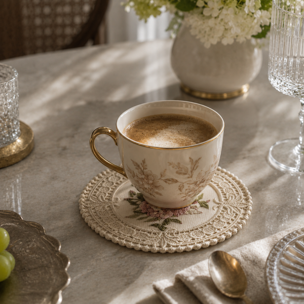 French Vintage Embroidered Lace Placemat