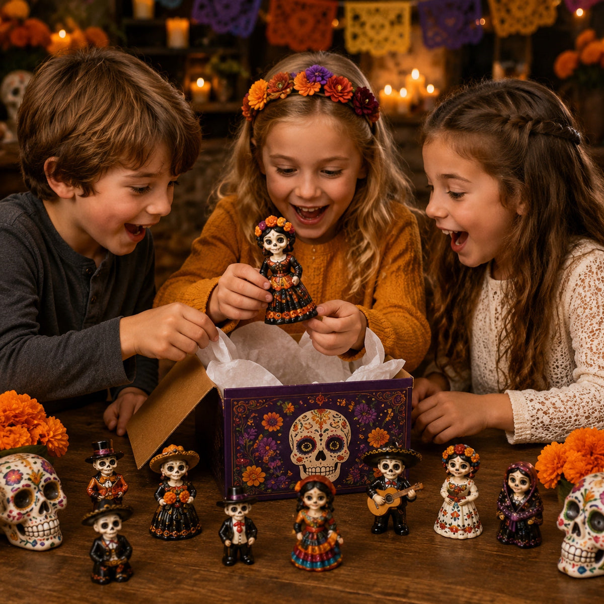 Children opening the Day of the Dead Advent Calendar