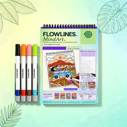 🌿 Guided Flow Art Coloring Pad with Double-Sided Markers 🎨