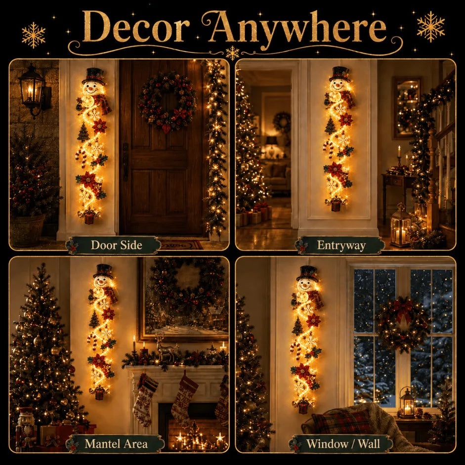 ⏳ Last Day 50% OFF – 🎄MerryCascade Glowing Christmas Door Hanger | 6 Festive Lighted Designs with Warm Glow, Dimensional Details & Space-Saving Vertical Décor ✨