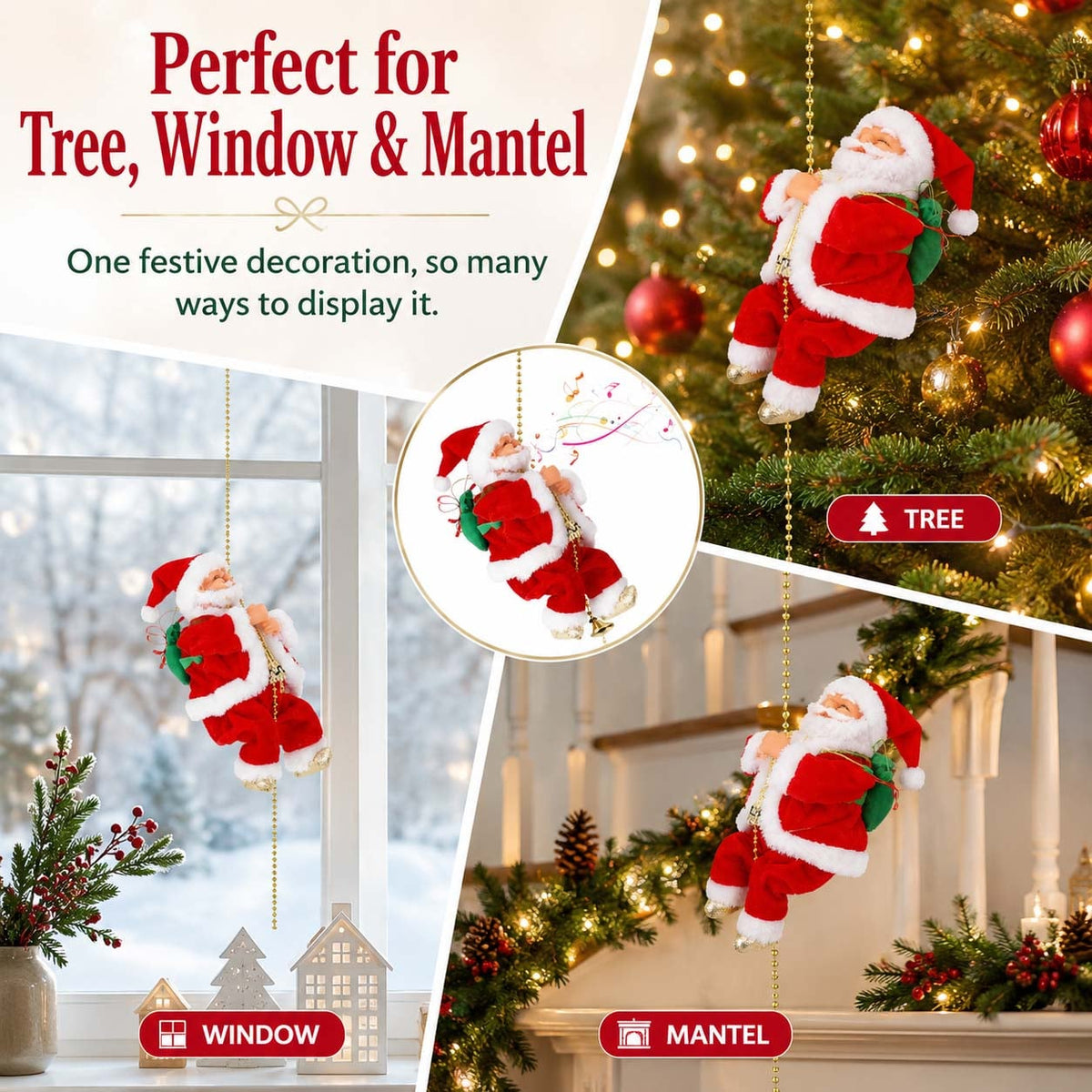 ✨2026 BEST GIFT TO FAMILY Electric Climbing Santa Claus Musical Toys