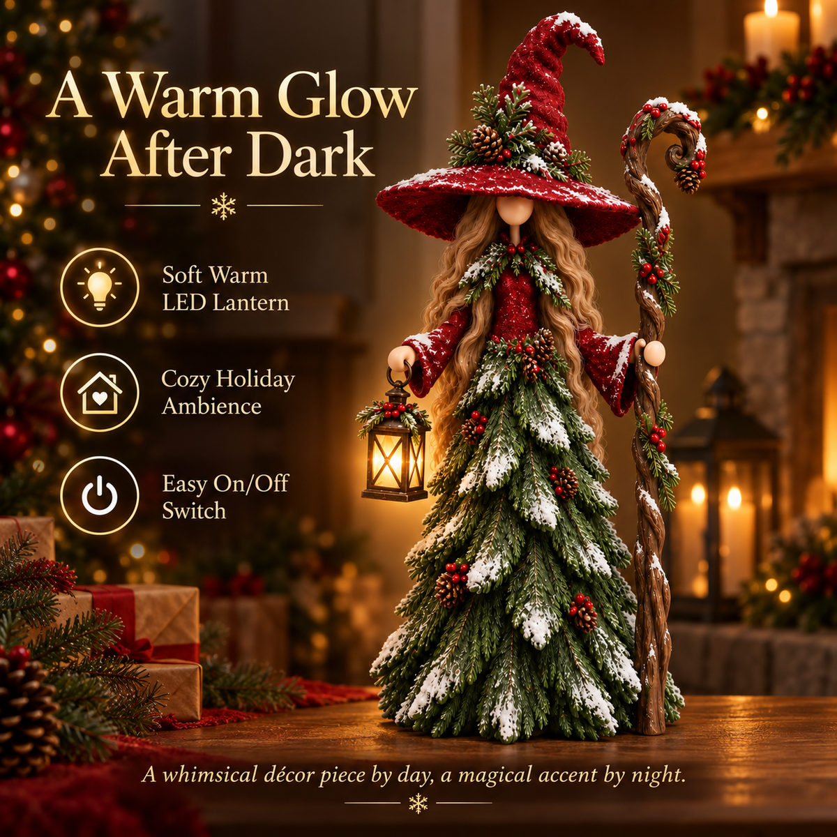 Whimsical Christmas Witch Resin Figurine Collection