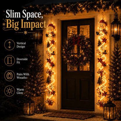 ⏳ Last Day 50% OFF – 🎄MerryCascade Glowing Christmas Door Hanger | 6 Festive Lighted Designs with Warm Glow, Dimensional Details & Space-Saving Vertical Décor ✨