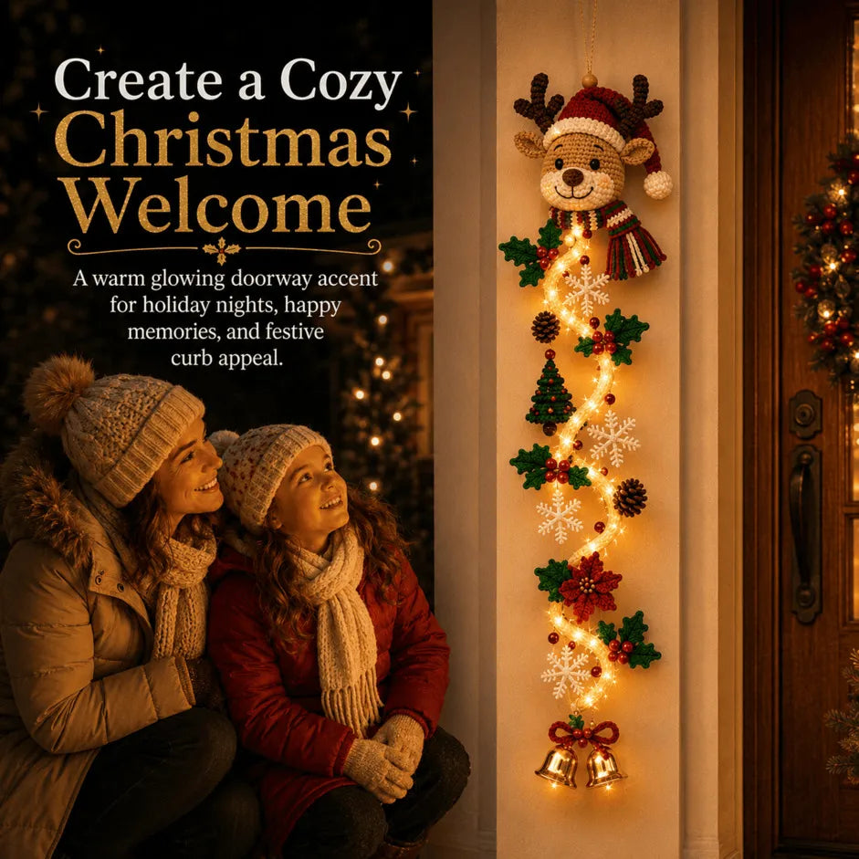 ⏳ Last Day 50% OFF – 🎄MerryCascade Glowing Christmas Door Hanger | 6 Festive Lighted Designs with Warm Glow, Dimensional Details & Space-Saving Vertical Décor ✨