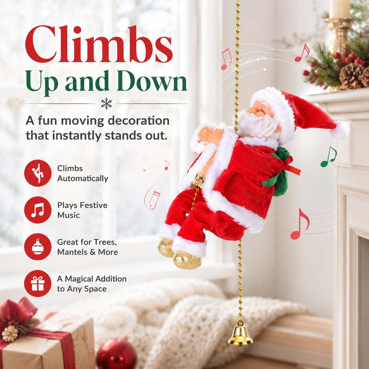 ✨2026 BEST GIFT TO FAMILY Electric Climbing Santa Claus Musical Toys