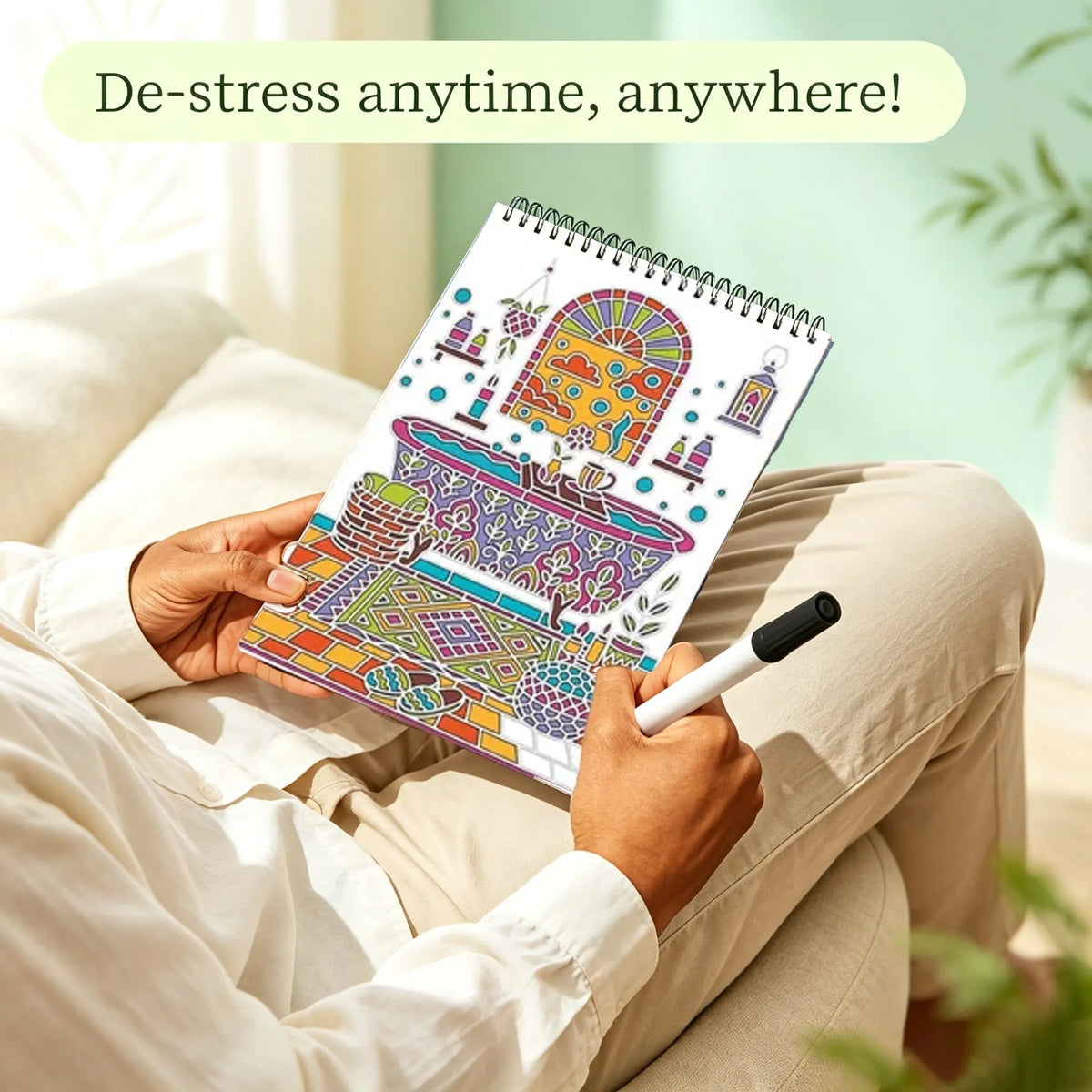 🌿 Guided Flow Art Coloring Pad with Double-Sided Markers 🎨