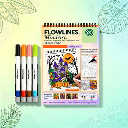 🌿 Guided Flow Art Coloring Pad with Double-Sided Markers 🎨
