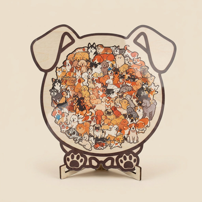 Cat-Shaped Wooden Puzzle – 135 Unique Pieces with Display Stand