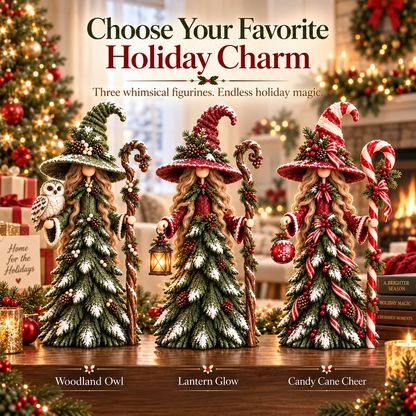 Whimsical Christmas Witch Resin Figurine Collection