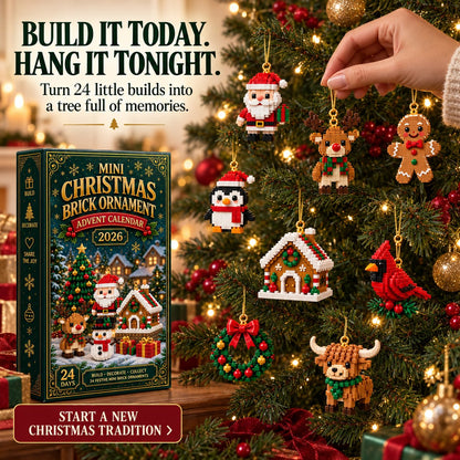 🎄 24-Day Mini Christmas Ornament Advent Calendar | 24 unique festive buildable designs with hanging loops—perfect for decorating Christmas trees, wreaths, and holiday displays 🧱